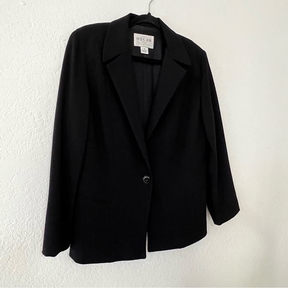 Oscar By Oscar De La Renta 100% Wool Black Skirt Suit Jacket Sz 10 - Skirt Sz 12 - Picture 3 of 16